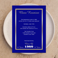 High School Class Reunion Classic Blue Gold Accent