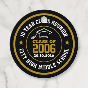 High School Class Reunion College Graduation Year Favour Tags