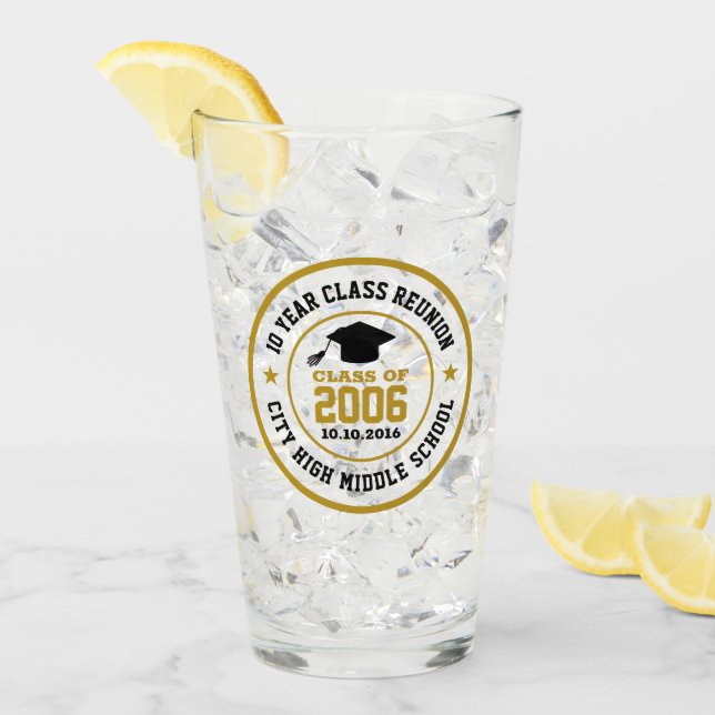 High School Class Reunion College Graduation Year Glass (Front Ice)
