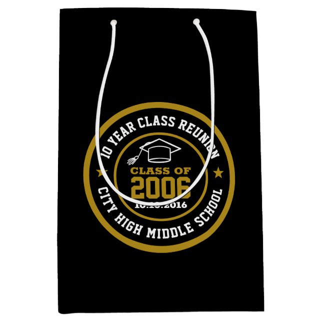 High School Class Reunion College Graduation Year Medium Gift Bag (Front)