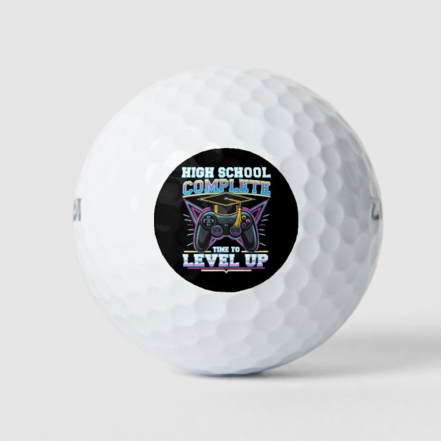 High School Complete Gamer Gaming Graduation Golf Balls (Front)