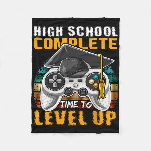 High School Complete Video Game Senior Graduation  Fleece Blanket (Front)
