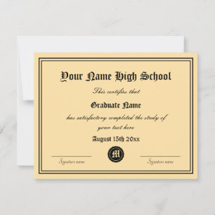 High School diploma certificate template with seal