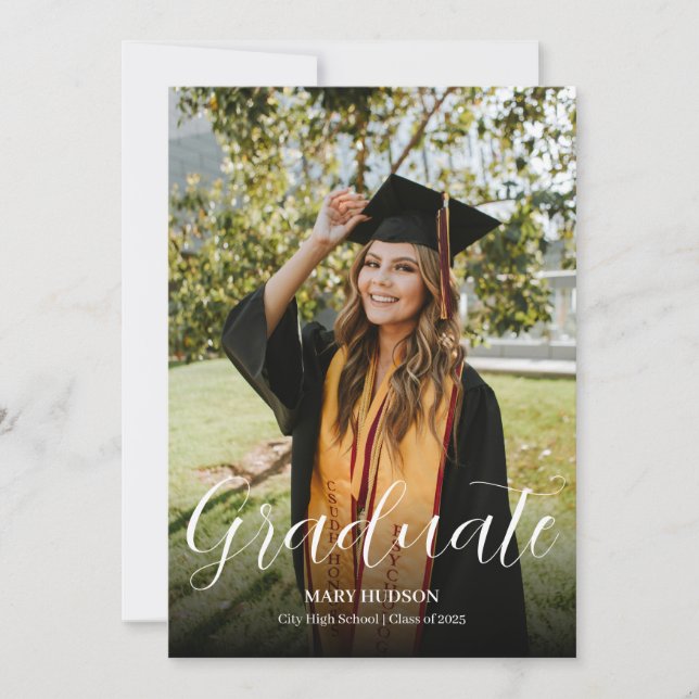 High School Elegant Graduate Photo Announcement (Front)