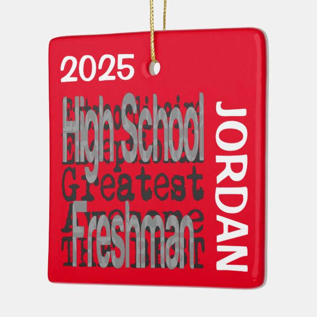 High School Freshman Extraordinaire CUSTOM Ceramic Ornament (Left)