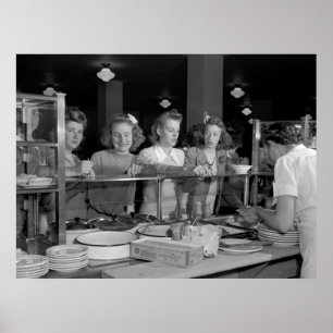 High School Girls, 1940s Poster