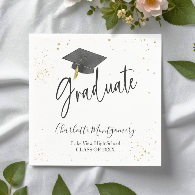 High School Grad Party Modern Splash Glitter Napkin (Creator Uploaded)