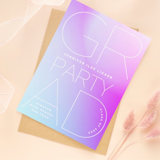 High School Grad Party White Ombre Modern Minimal Invitation (Creator Uploaded)
