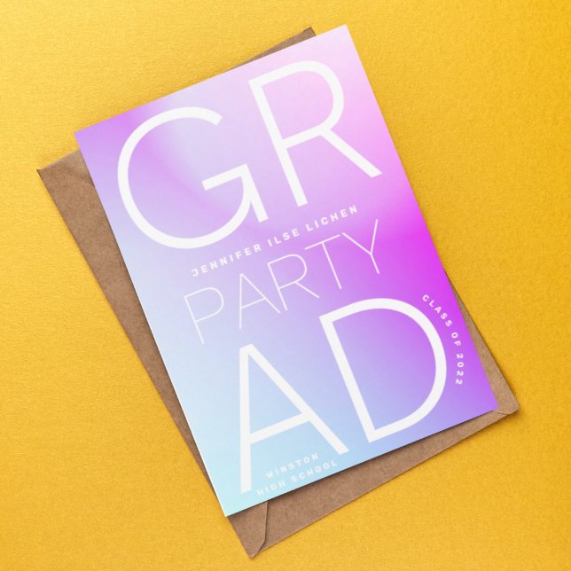 High School Grad Party White Ombre Modern Minimal  Invitation (Creator Uploaded)