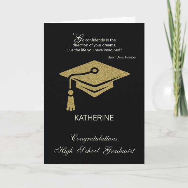 High School Graduate Congratulations Black Gold Card (Front)