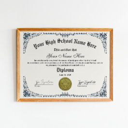 High School graduate Diploma, GED certificate  Poster