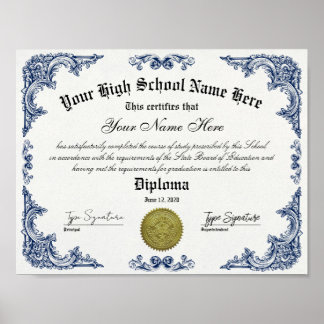 High School graduate Diploma, GED certificate  Poster