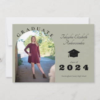 High School Graduate Sage Green Arch Graduation Announcement
