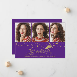High School Graduation Announcement 3 Photo Card