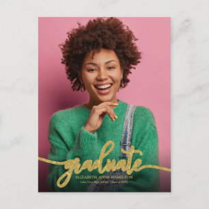 High School Graduation Announcement Simple Chic  P Postcard