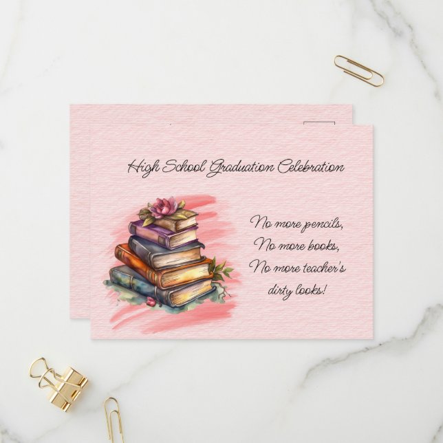 High School Graduation Celebration Invitation Postcard (Front/Back In Situ)