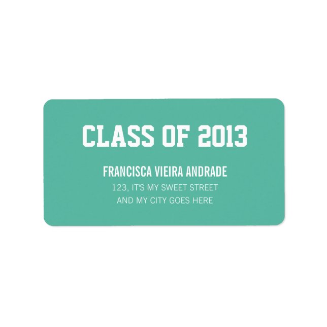 High School Graduation Class of 2013 Emerald Green Label (Front)