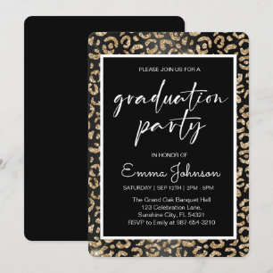 High School Graduation Class of 2025,gold leopard Invitation