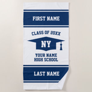 High School Graduation Class of 2025 monogrammed Beach Towel
