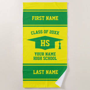 High School Graduation Class of 2025 senior name Beach Towel