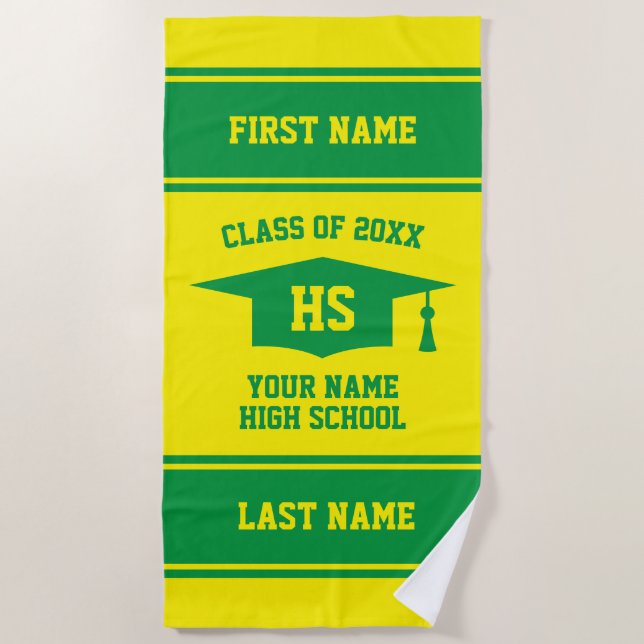 High School Graduation Class of 2025 senior name Beach Towel (Front)