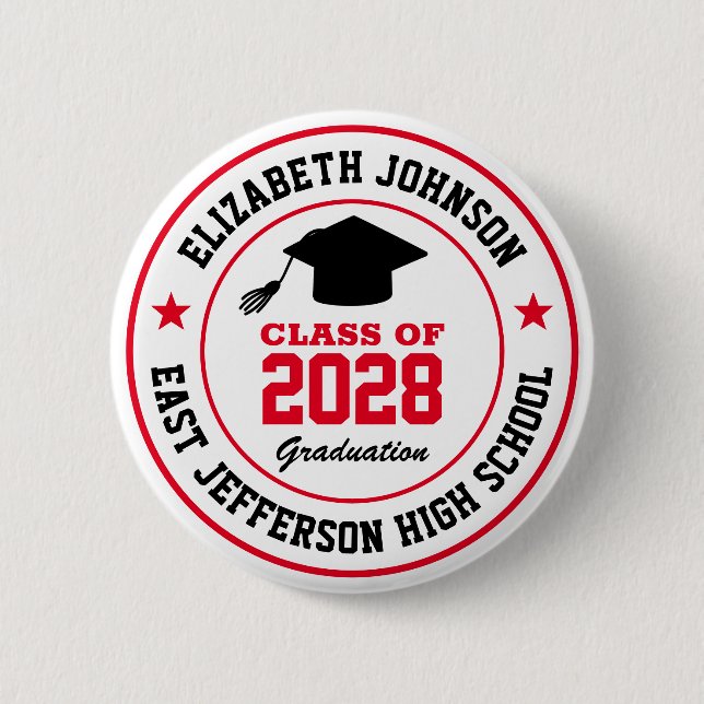 High School Graduation Class Of Senior Year 2 Inch Round Button (Front)