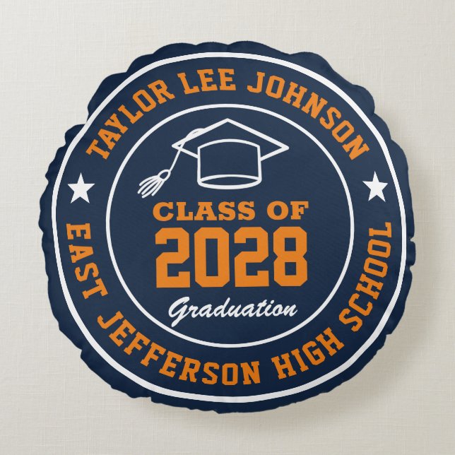 High School Graduation College Grad Class Of Round Pillow (Front)