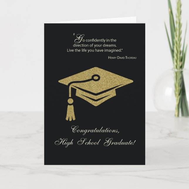 High School Graduation Congratulations Black Gold Card (Front)