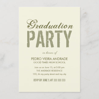 High School Graduation Party Photo Green Beige Invitation