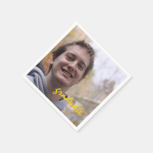 High School Graduation Party Yellow Graduate Photo Napkin