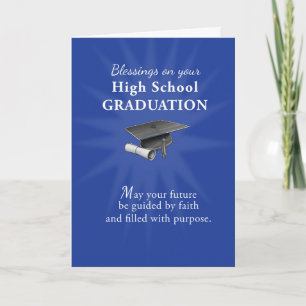 High School Graduation Religious Blessings Blue Card