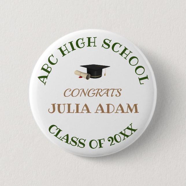 High School Graduation Senior celebration Script 2 Inch Round Button (Front)