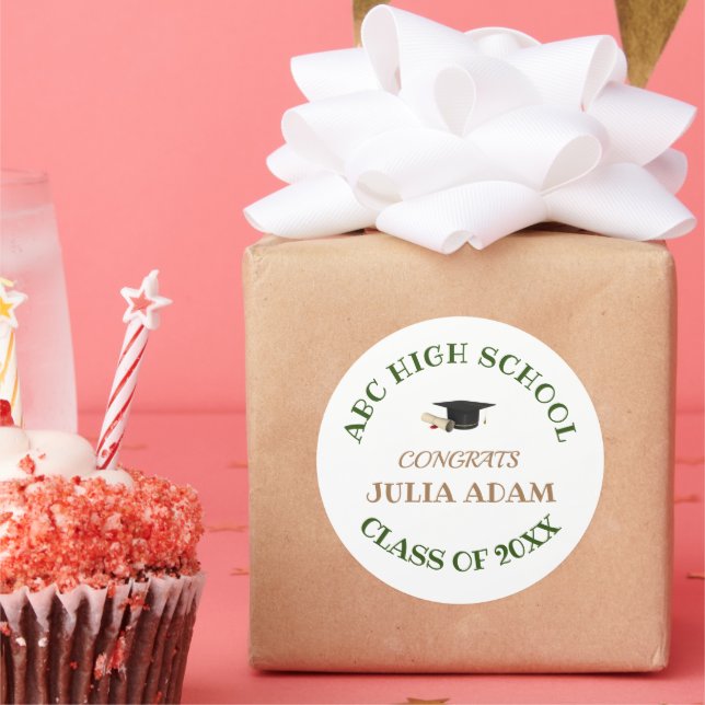 High School Graduation Senior celebration Script Classic Round Sticker (Party)