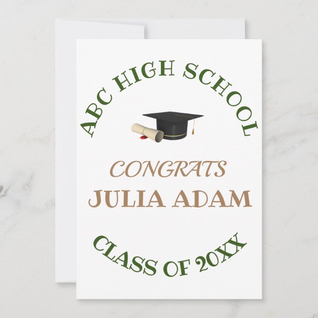 High School Graduation Senior celebration Script Invitation (Front)