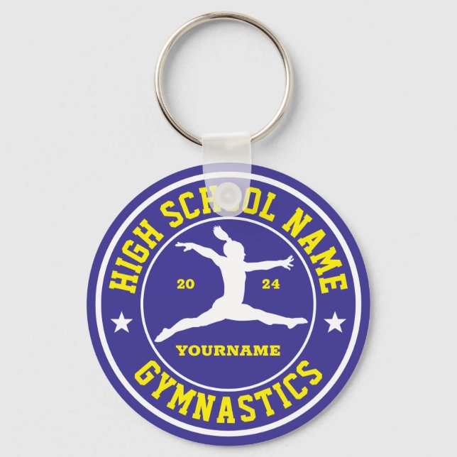 High School Gymnastics Team Custom Colour Sports Keychain (Front)