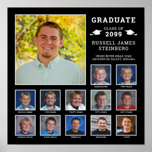 High School K-12 Photo Collage Custom Colours Poster
