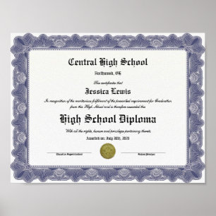 High School Keepsake Graduation Diploma Poster
