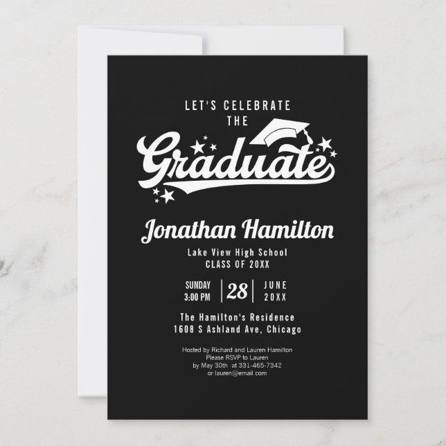 High School Let's Celebrate The Graduate Black Invitation (Front)