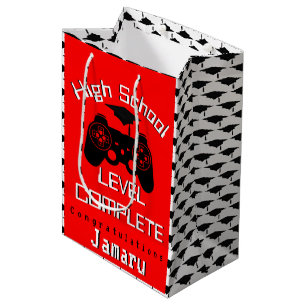 High School Level Complete  Gamer Graduation Medium Gift Bag