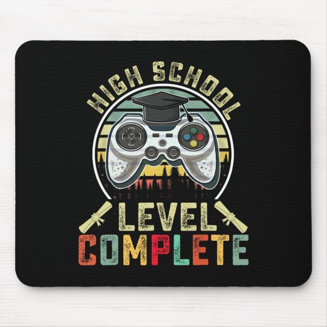 High School Level Complete Gamer School Graduation Mouse Pad (Front)