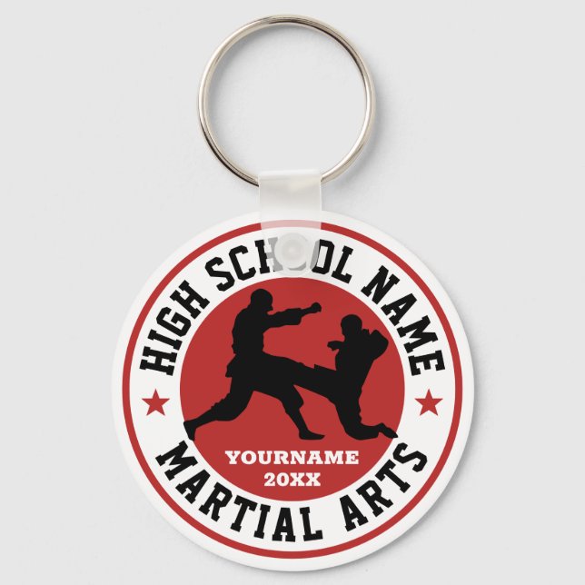 High School Martial Arts Club Custom Colour Sports Keychain (Front)