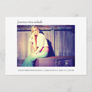 High School Photo Graduation 2013 White Minimalist Announcement