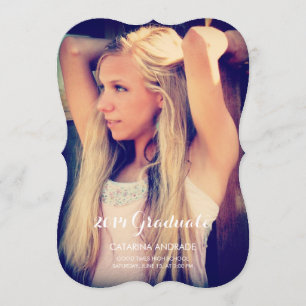 High School Photo Graduation Modern Calligraphy Announcement