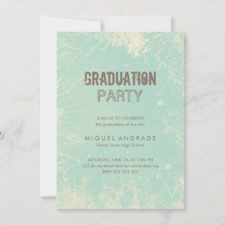 High School Photo Graduation Party Green Grunge Invitation