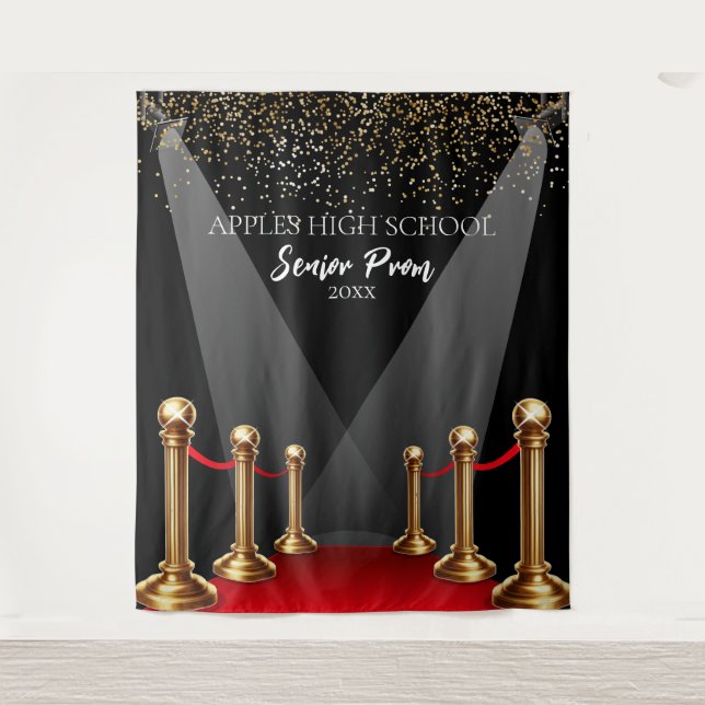 High School Prom Backdrop Hollywood Red Carpet Tapestry (Front)