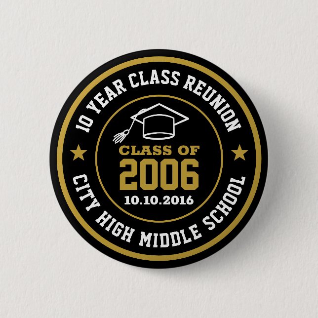 High School Reunion Class Of Graduation Year 2 Inch Round Button (Front)