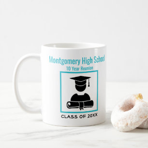 High School Reunion Custom Black Baby Blue Coffee Mug