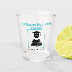 High School Reunion Custom Black Baby Blue Shot Glass