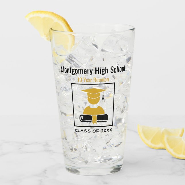 High School Reunion Custom Black Gold Glass (Front Ice)