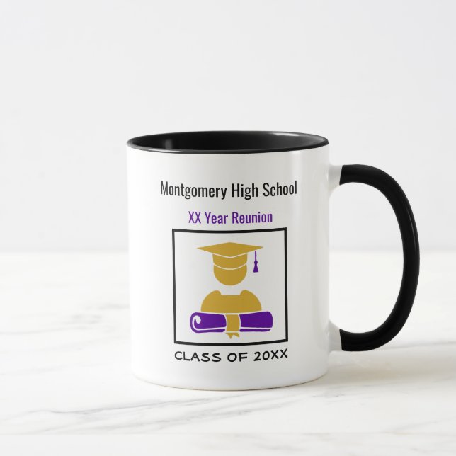High School Reunion Custom Purple and Gold Mug (Right)